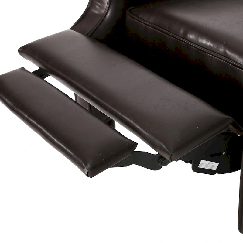 Ensemble de 2 fauteuils inclinables classiques Walter en cuir reconstitué touffeté avec garniture cloutée, par Christopher Knight Home