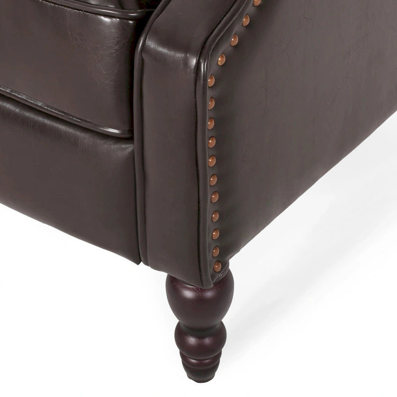 Ensemble de 2 fauteuils inclinables classiques Walter en cuir reconstitué touffeté avec garniture cloutée, par Christopher Knight Home