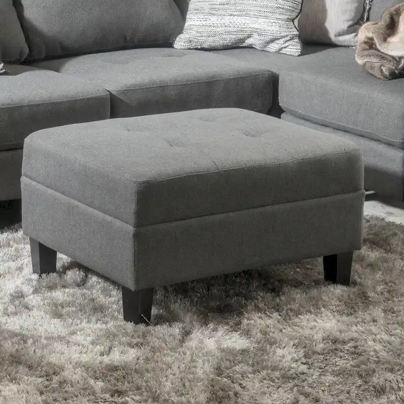 Pouf ottoman en tissu capitonné Tiernan par Christopher Knight Home