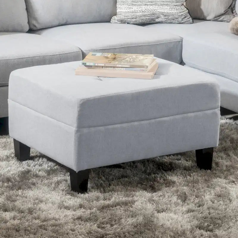 Pouf ottoman en tissu capitonné Tiernan par Christopher Knight Home