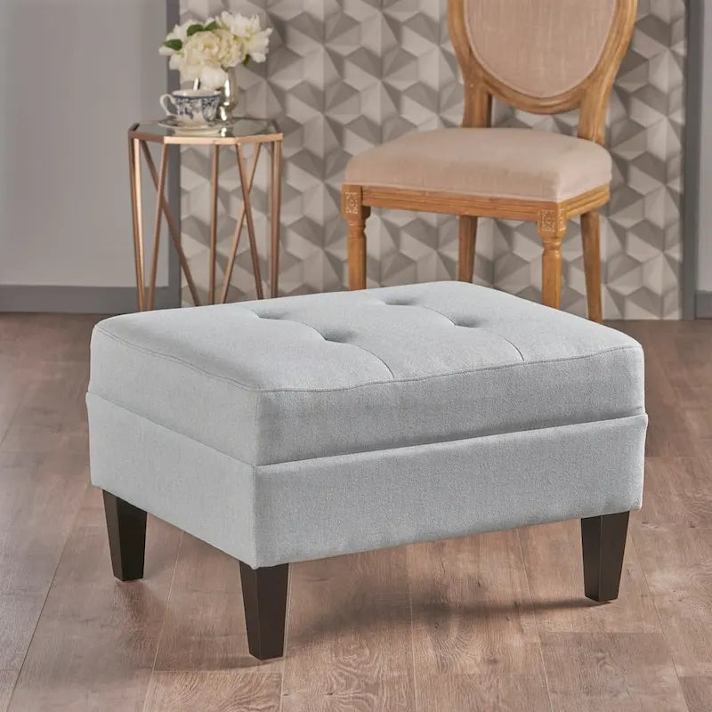 Pouf ottoman en tissu capitonné Tiernan par Christopher Knight Home