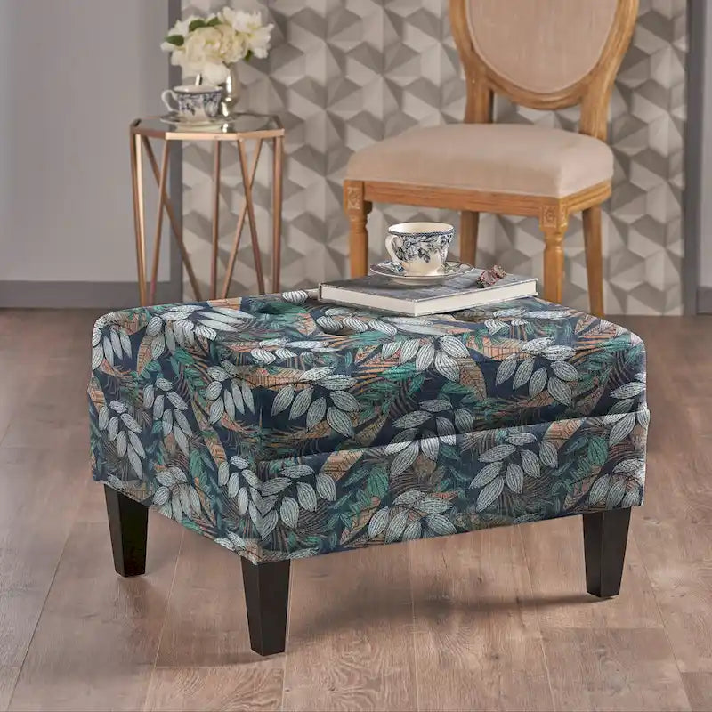 Pouf ottoman en tissu capitonné Tiernan par Christopher Knight Home