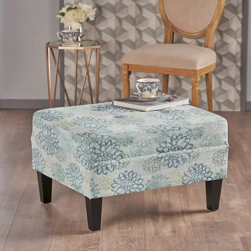 Pouf ottoman en tissu capitonné Tiernan par Christopher Knight Home