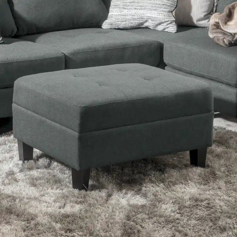 Pouf ottoman en tissu capitonné Tiernan par Christopher Knight Home