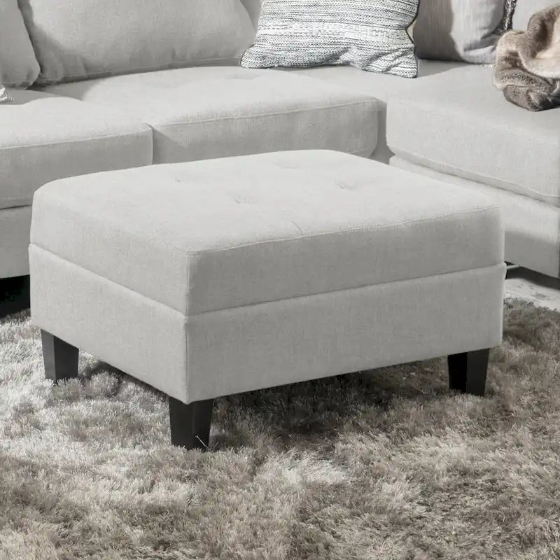 Pouf ottoman en tissu capitonné Tiernan par Christopher Knight Home