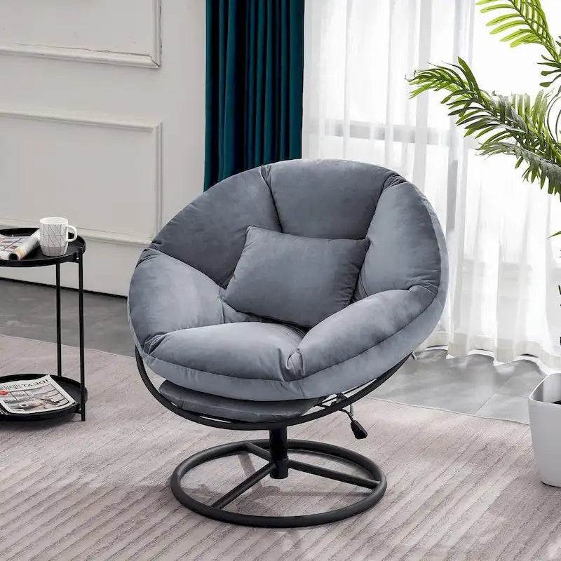 Fauteuil Papasan pivotant à vérin à gaz MCombo avec réglage de la hauteur, Velours HQ405