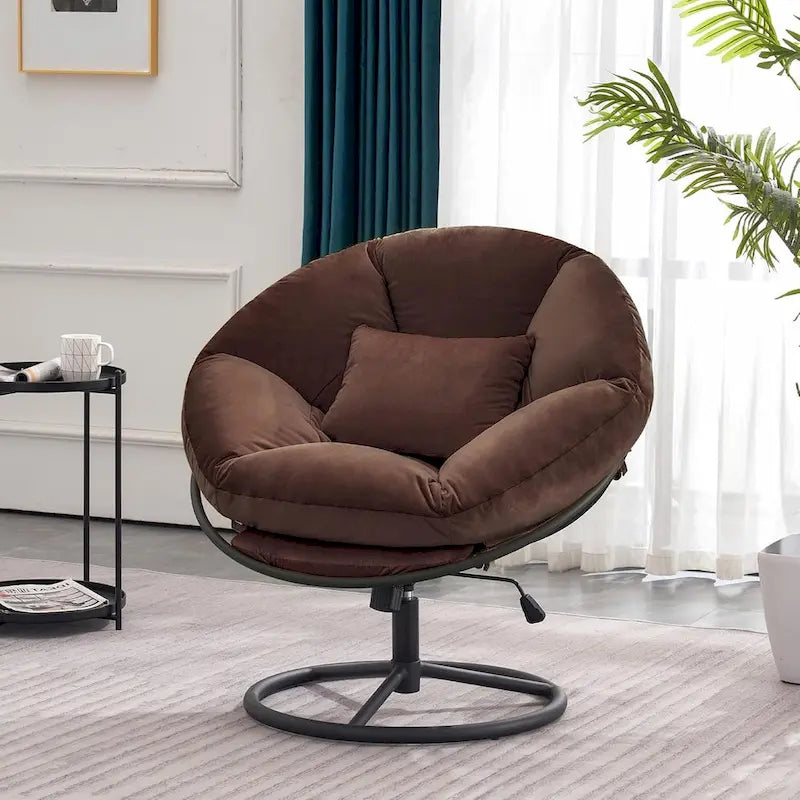 Fauteuil Papasan pivotant à vérin à gaz MCombo avec réglage de la hauteur, Velours HQ405