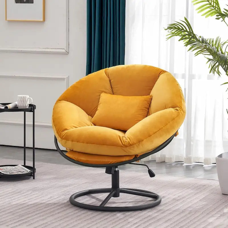 Fauteuil Papasan pivotant à vérin à gaz MCombo avec réglage de la hauteur, Velours HQ405