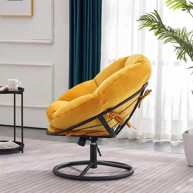 Fauteuil Papasan pivotant à vérin à gaz MCombo avec réglage de la hauteur, Velours HQ405