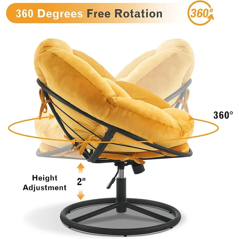 Fauteuil Papasan pivotant à vérin à gaz MCombo avec réglage de la hauteur, Velours HQ405