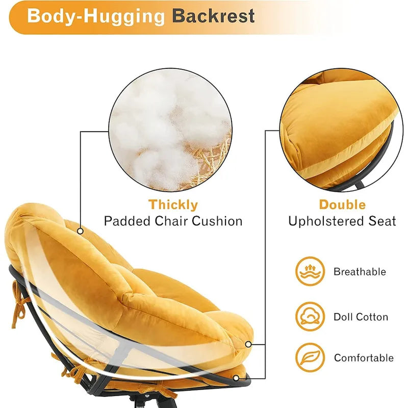 Fauteuil Papasan pivotant à vérin à gaz MCombo avec réglage de la hauteur, Velours HQ405