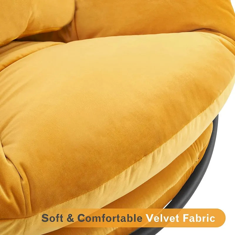 Fauteuil Papasan pivotant à vérin à gaz MCombo avec réglage de la hauteur, Velours HQ405