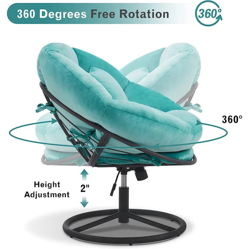 Fauteuil Papasan pivotant à vérin à gaz MCombo avec réglage de la hauteur, Velours HQ405