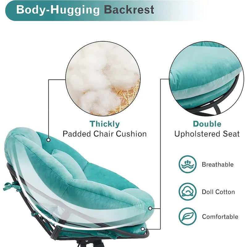 Fauteuil Papasan pivotant à vérin à gaz MCombo avec réglage de la hauteur, Velours HQ405
