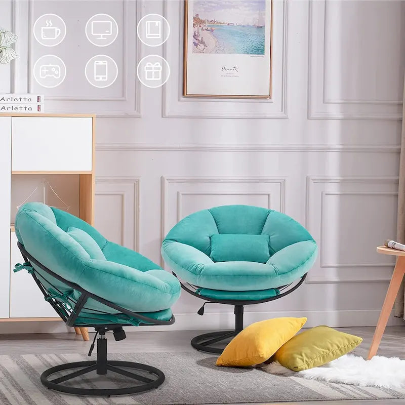 Fauteuil Papasan pivotant à vérin à gaz MCombo avec réglage de la hauteur, Velours HQ405