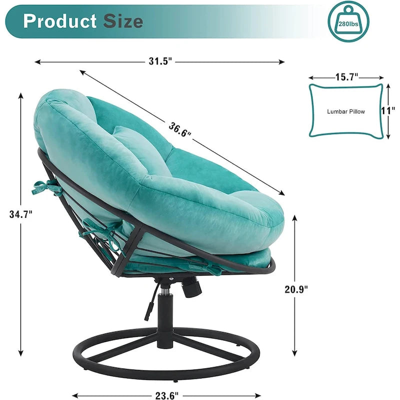Fauteuil Papasan pivotant à vérin à gaz MCombo avec réglage de la hauteur, Velours HQ405