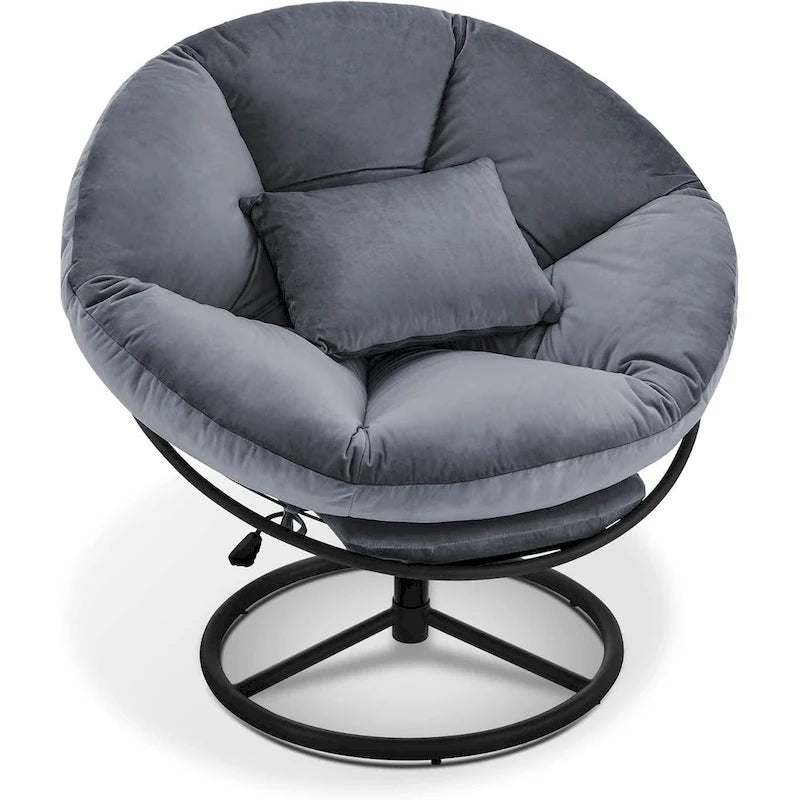 Fauteuil Papasan pivotant à vérin à gaz MCombo avec réglage de la hauteur, Velours HQ405