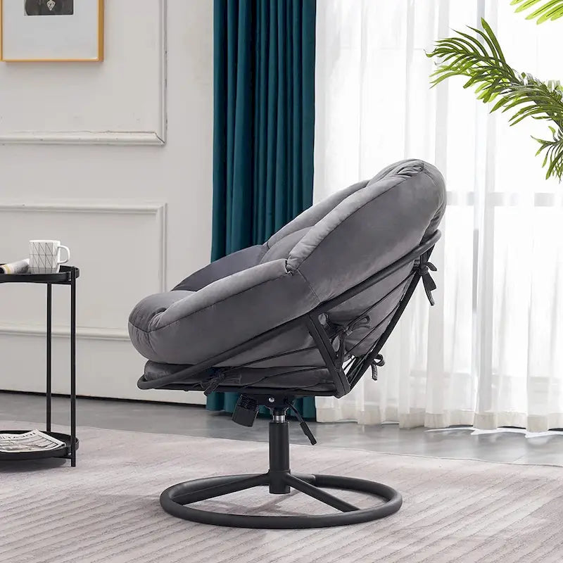Fauteuil Papasan pivotant à vérin à gaz MCombo avec réglage de la hauteur, Velours HQ405