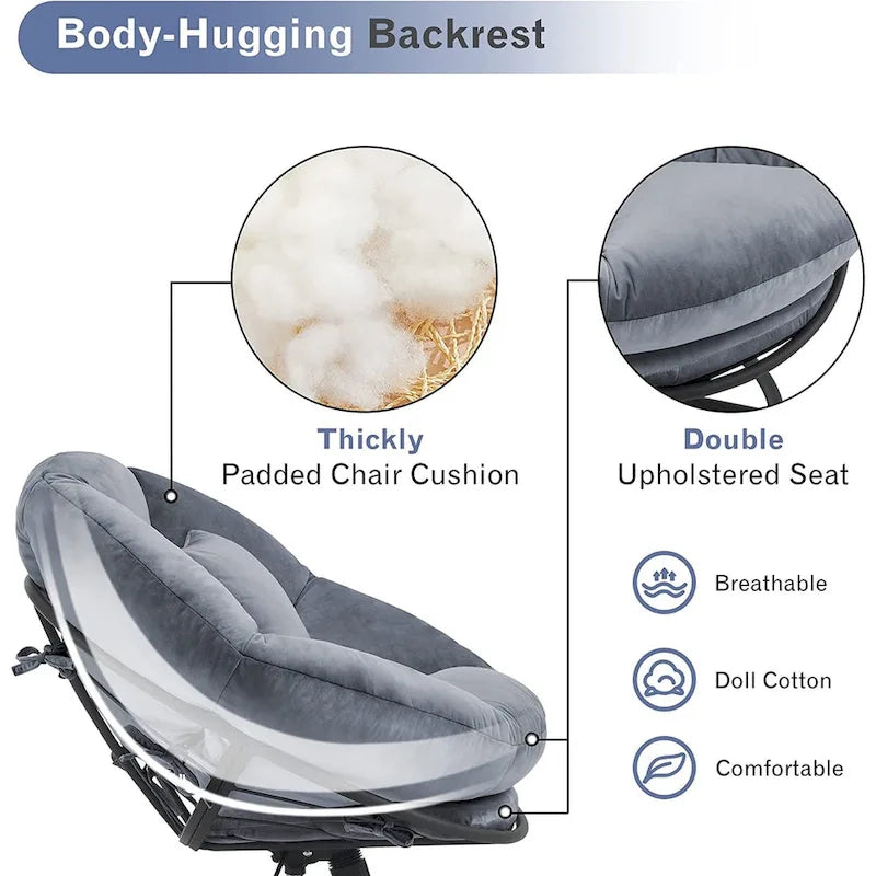 Fauteuil Papasan pivotant à vérin à gaz MCombo avec réglage de la hauteur, Velours HQ405