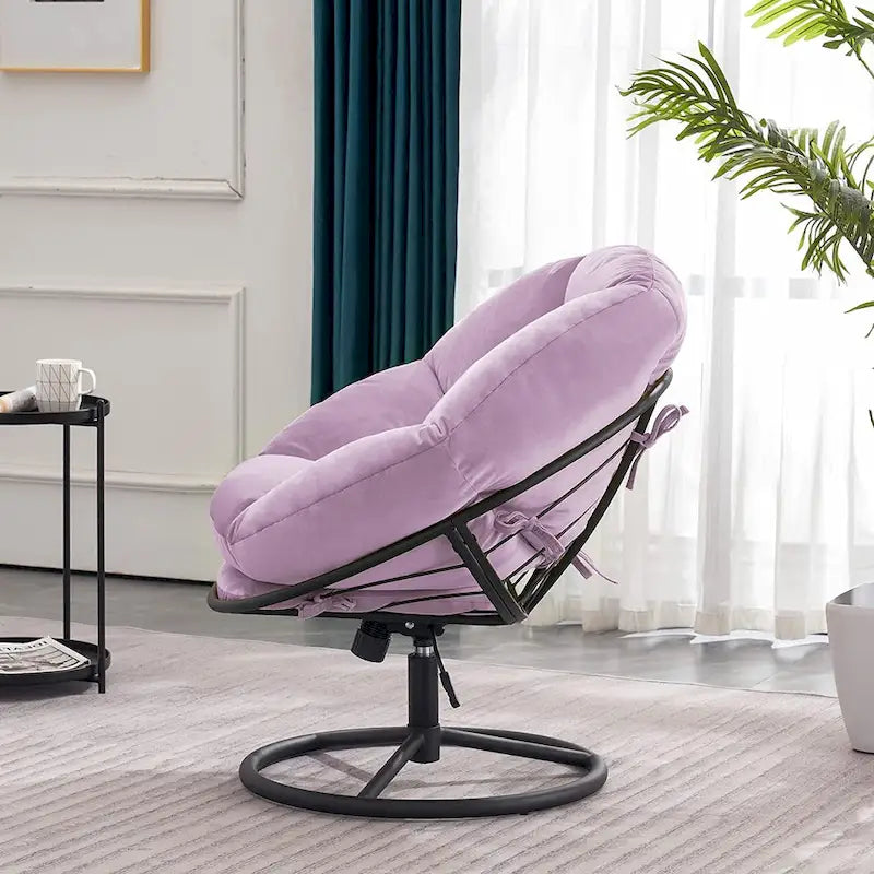 Fauteuil Papasan pivotant à vérin à gaz MCombo avec réglage de la hauteur, Velours HQ405