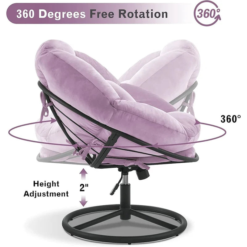 Fauteuil Papasan pivotant à vérin à gaz MCombo avec réglage de la hauteur, Velours HQ405