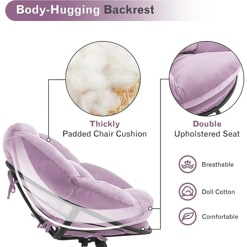 Fauteuil Papasan pivotant à vérin à gaz MCombo avec réglage de la hauteur, Velours HQ405