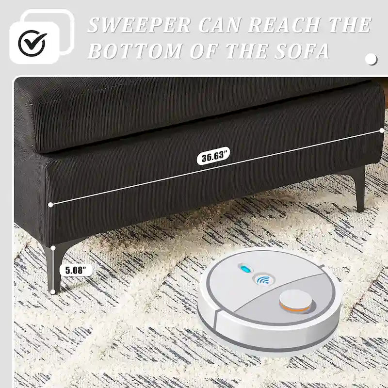 Canapé d'angle réversible OVIOS avec coussins moelleux et pieds en métal
