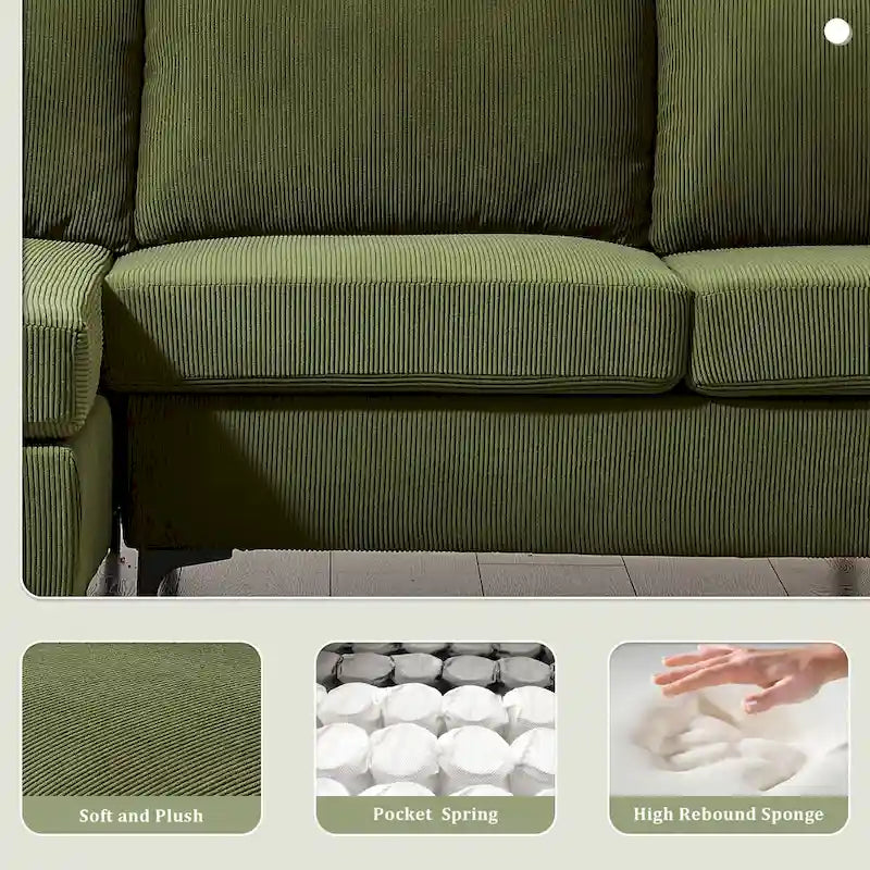 Canapé d'angle réversible OVIOS avec coussins moelleux et pieds en métal