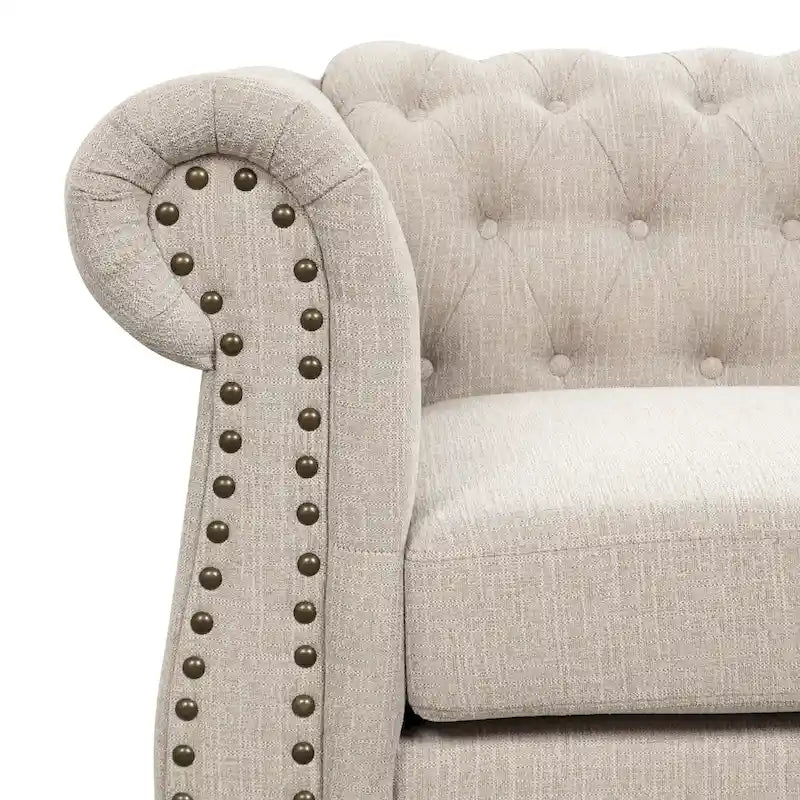 Canapé Chesterfield Morden Fort en velours capitonné