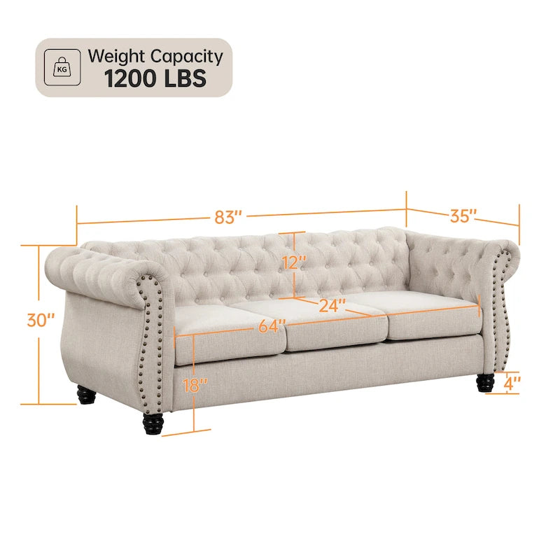Canapé Chesterfield Morden Fort en velours capitonné