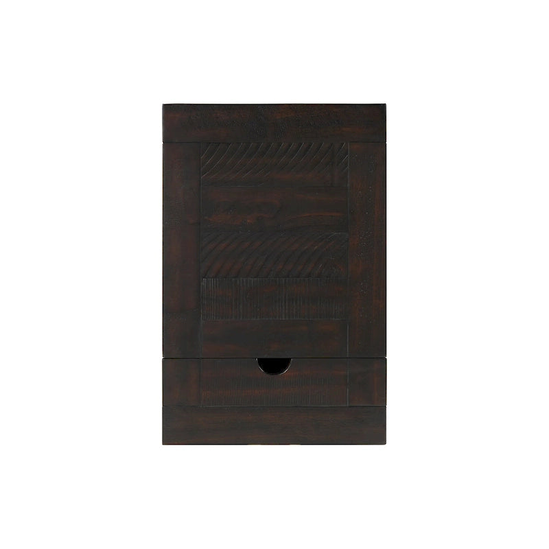 Table d'appoint rustique en bois massif avec station de recharge dissimulée