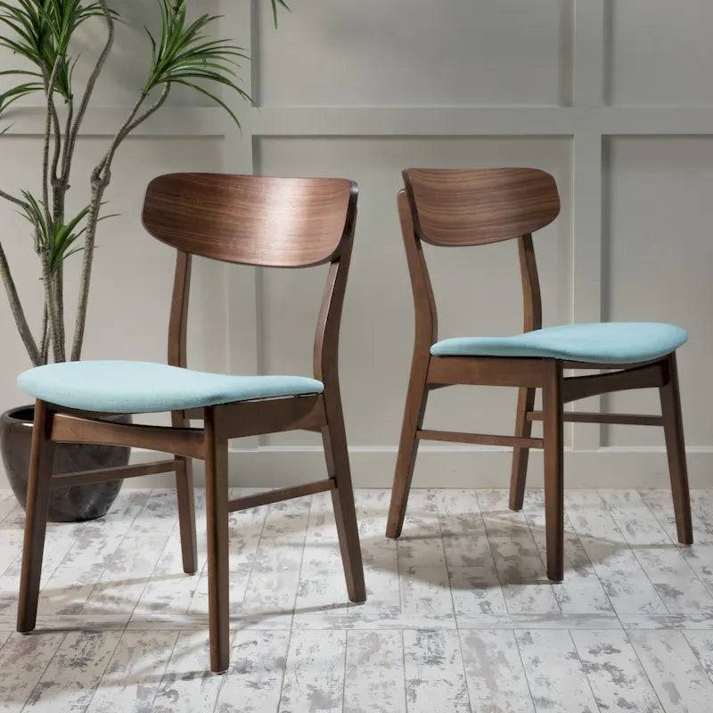Chaises de salle à manger en bois rembourrées en tissu (Lot de 2) par Christopher Knight