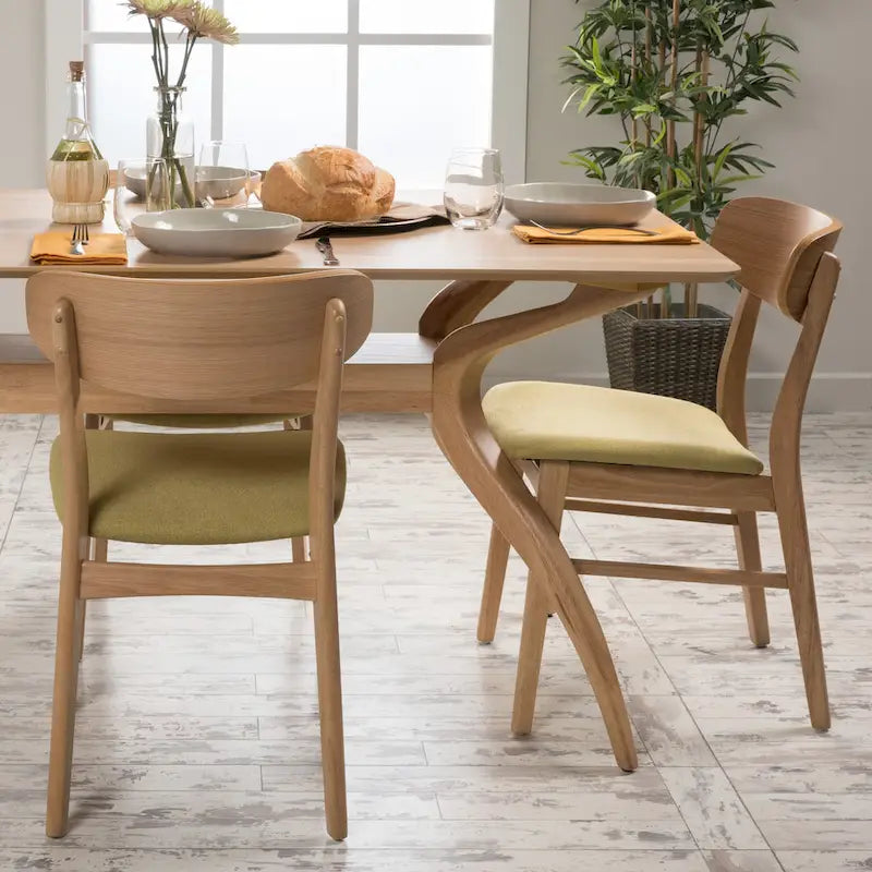 Chaises de salle à manger en bois rembourrées en tissu (Lot de 2) par Christopher Knight
