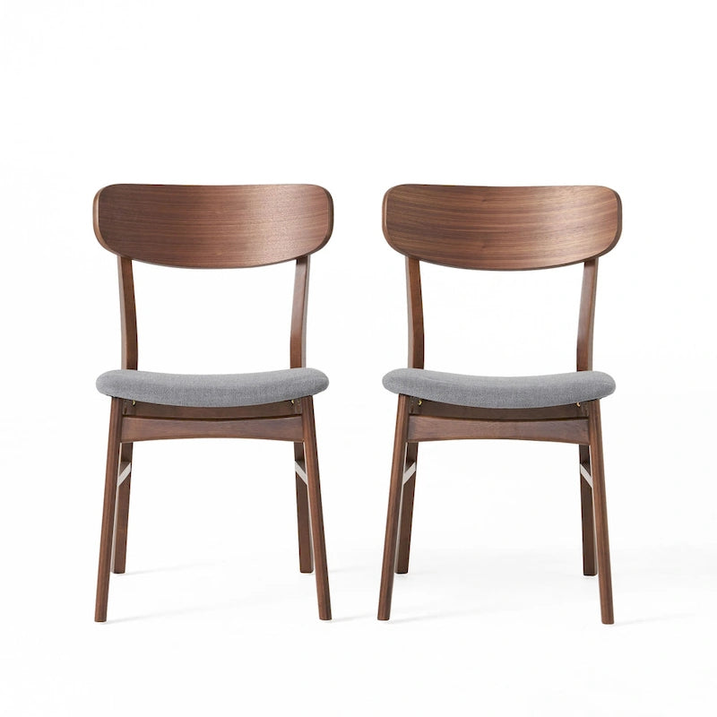 Chaises de salle à manger en bois rembourrées en tissu (Lot de 2) par Christopher Knight