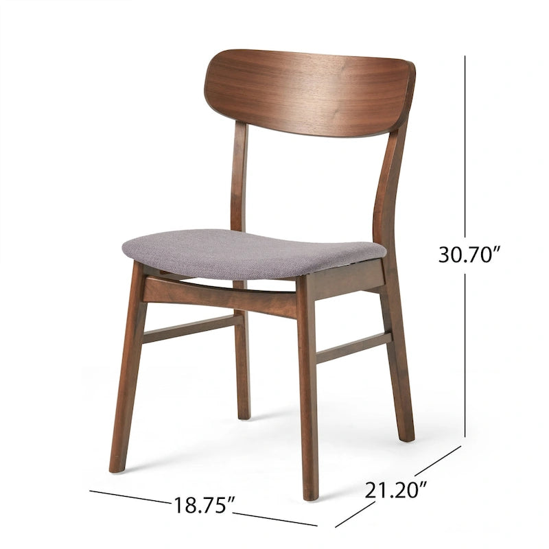 Chaises de salle à manger en bois rembourrées en tissu (Lot de 2) par Christopher Knight