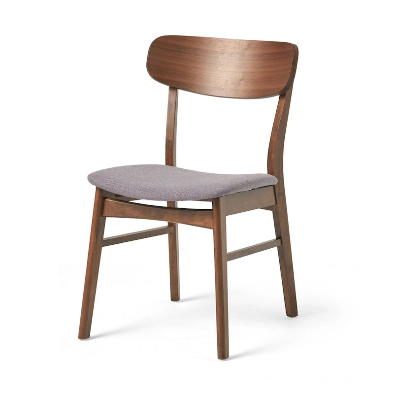 Chaises de salle à manger en bois rembourrées en tissu (Lot de 2) par Christopher Knight