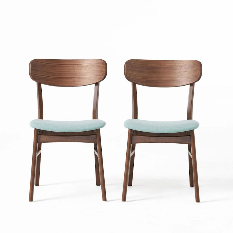 Chaises de salle à manger en bois rembourrées en tissu (Lot de 2) par Christopher Knight