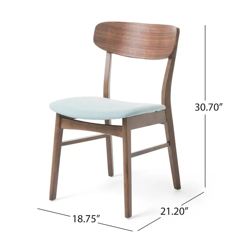 Chaises de salle à manger en bois rembourrées en tissu (Lot de 2) par Christopher Knight