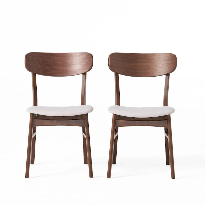 Chaises de salle à manger en bois rembourrées en tissu (Lot de 2) par Christopher Knight