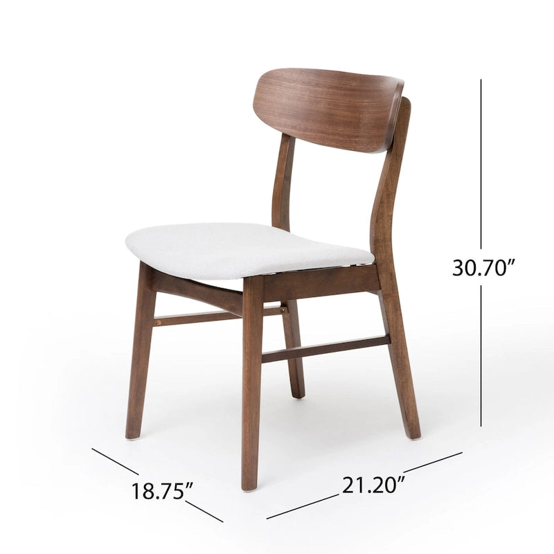 Chaises de salle à manger en bois rembourrées en tissu (Lot de 2) par Christopher Knight