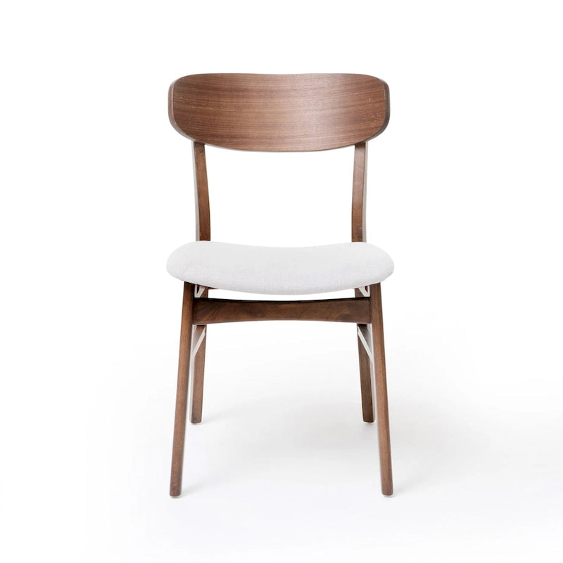 Chaises de salle à manger en bois rembourrées en tissu (Lot de 2) par Christopher Knight