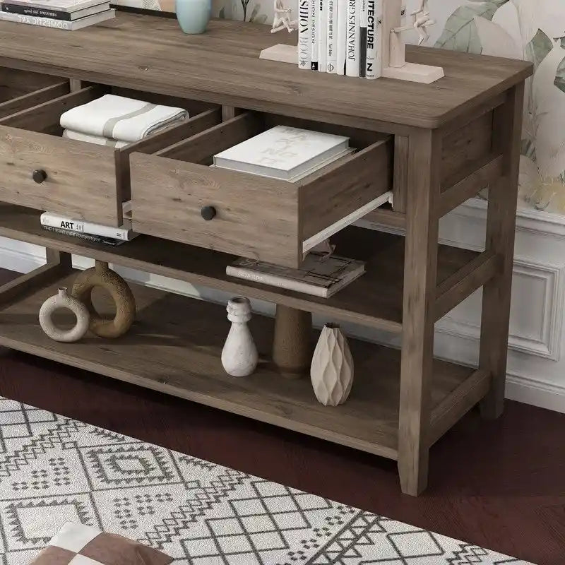 Console d'entrée avec 3 tiroirs et 2 étagères ouvertes