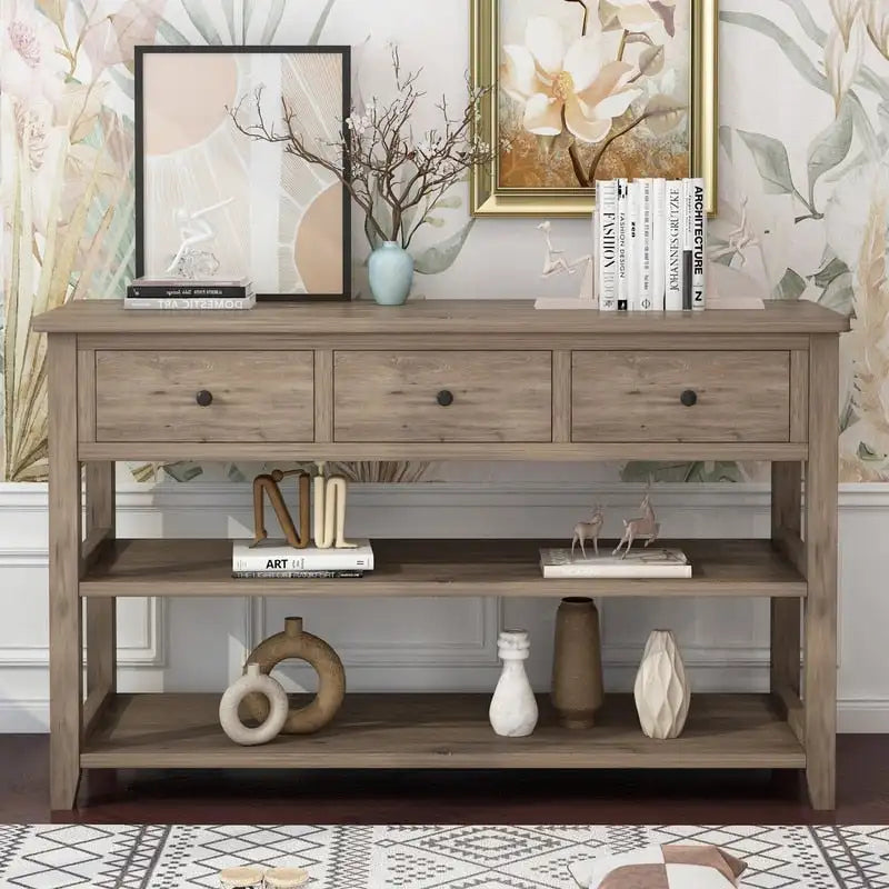 Console d'entrée avec 3 tiroirs et 2 étagères ouvertes