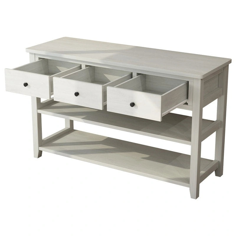 Console d'entrée avec 3 tiroirs et 2 étagères ouvertes