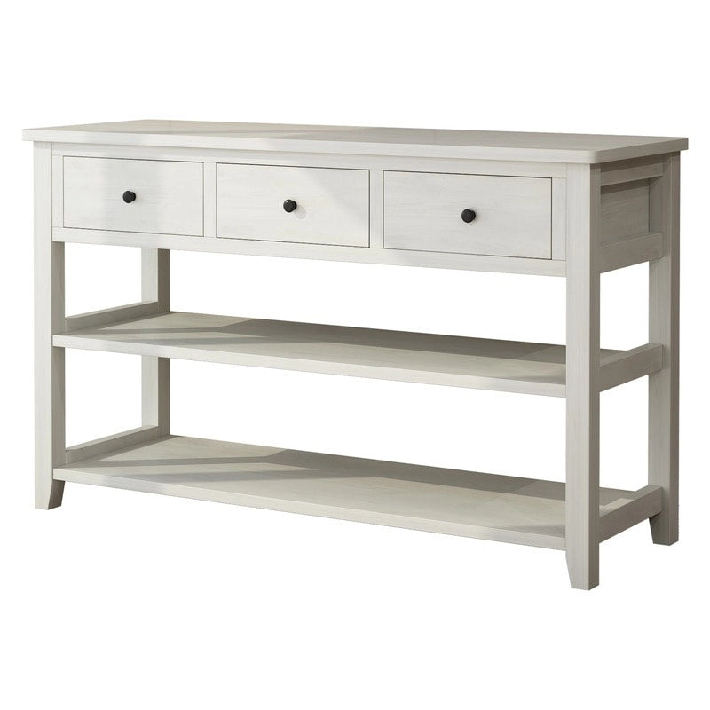 Console d'entrée avec 3 tiroirs et 2 étagères ouvertes