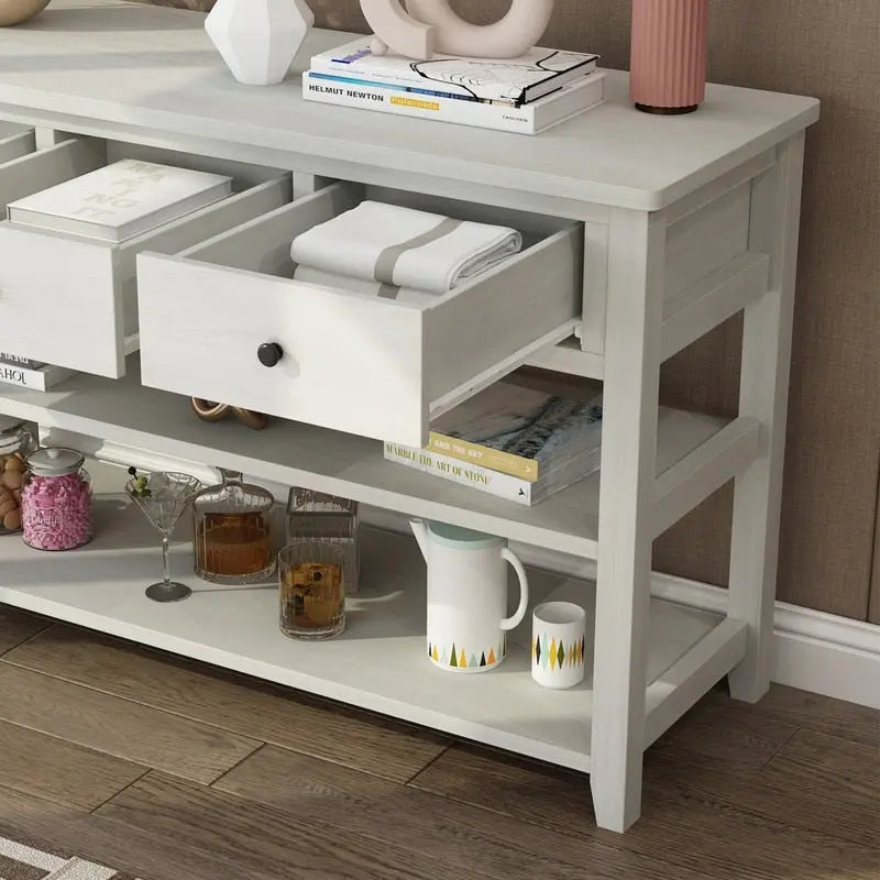 Console d'entrée avec 3 tiroirs et 2 étagères ouvertes