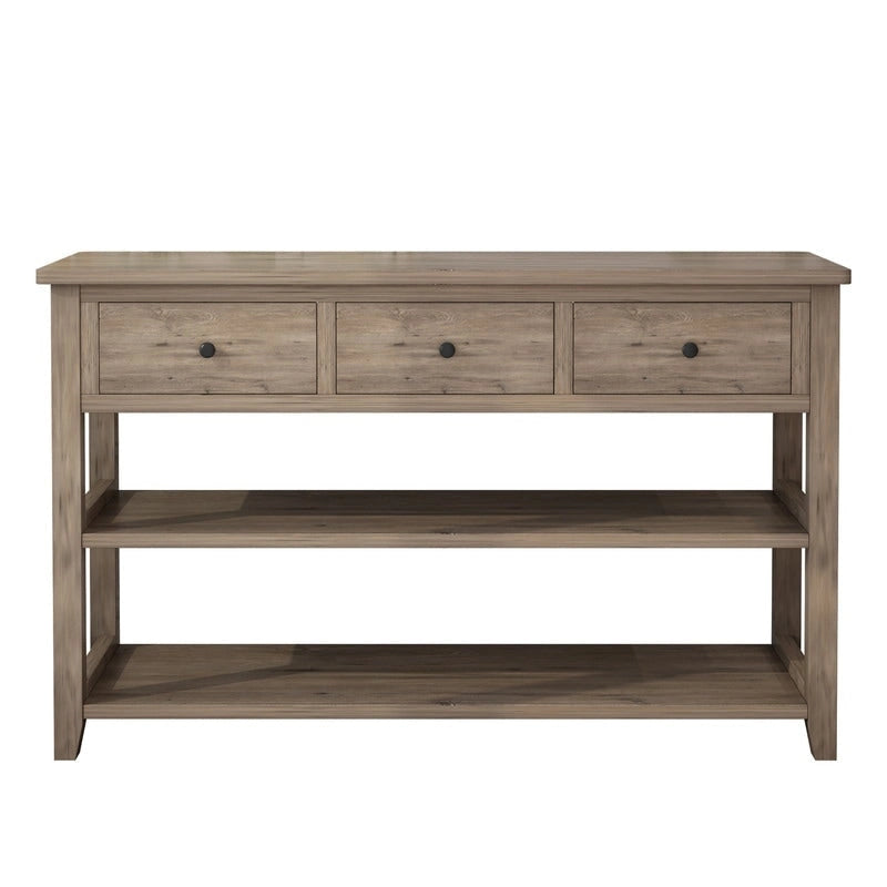 Console d'entrée avec 3 tiroirs et 2 étagères ouvertes