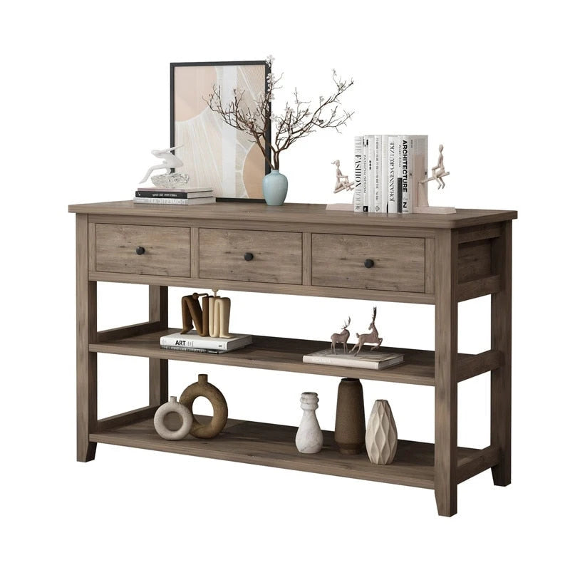 Console d'entrée avec 3 tiroirs et 2 étagères ouvertes