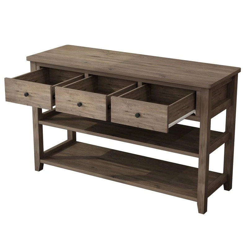 Console d'entrée avec 3 tiroirs et 2 étagères ouvertes