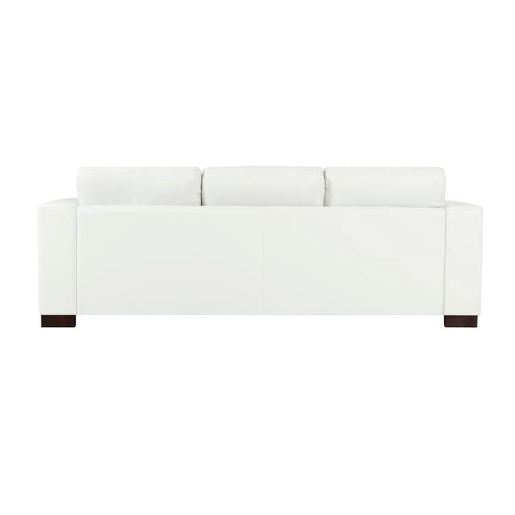 Grand canapé en cuir véritable - Confort ultime Canapé de salon de style Mid-Century Canapé moderne avec pieds blocs robustes